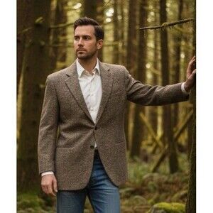 Moon Yorkshire Donegal Tweed Men 38R Kuppenheimer Blazer Sport Coat